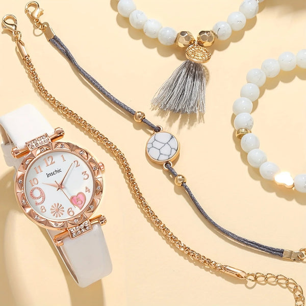 Elegant Ladies’ Watch & Bracelet Gift Set