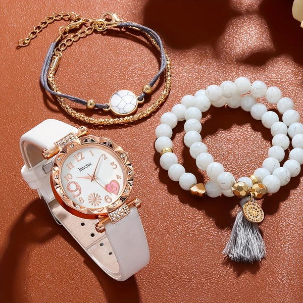 Elegant Ladies’ Watch & Bracelet Gift Set