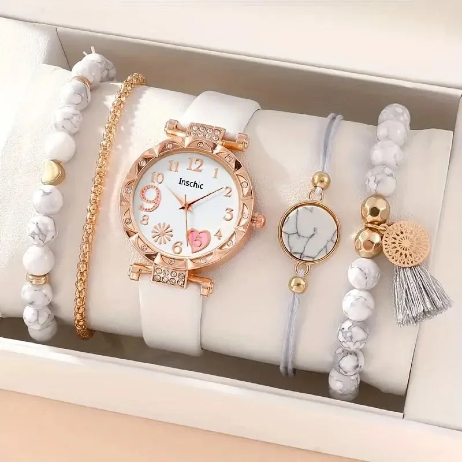 Elegant Ladies’ Watch & Bracelet Gift Set