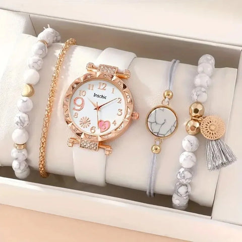 Elegant Ladies’ Watch & Bracelet Gift Set