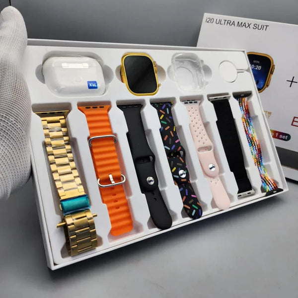 ✅ i20 Ultra Max Smartwatch 10 IN 1 Watch Set with Earpods