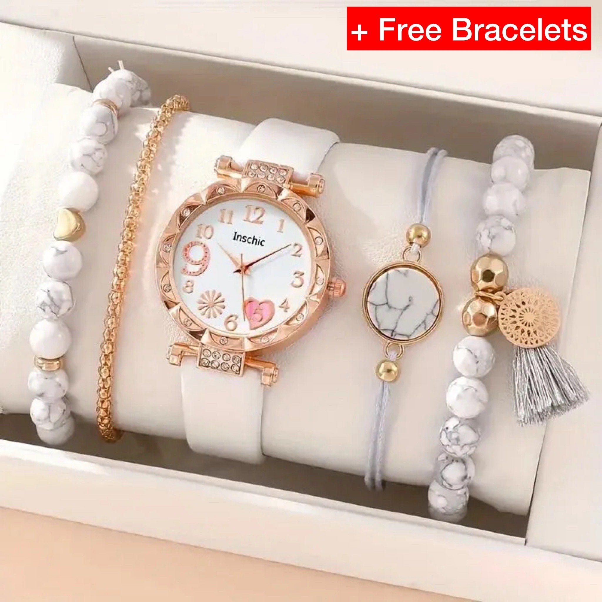 Elegant Ladies’ Watch & Bracelet Gift Set