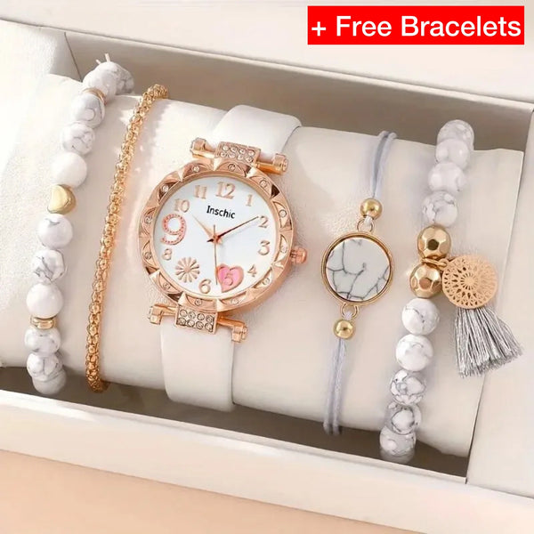 Elegant Ladies’ Watch & Bracelet Gift Set