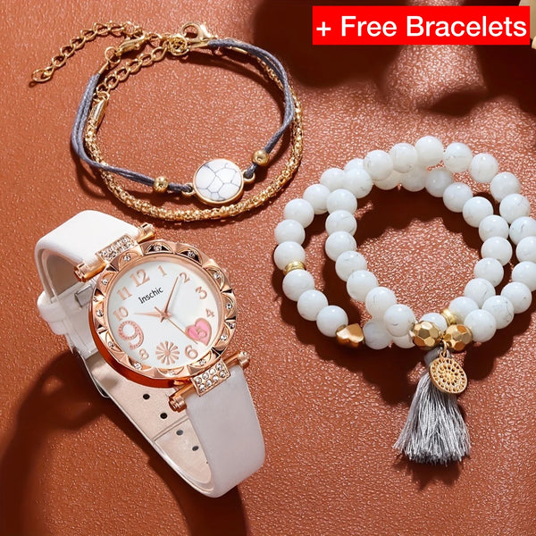 Elegant Ladies’ Watch & Bracelet Gift Set