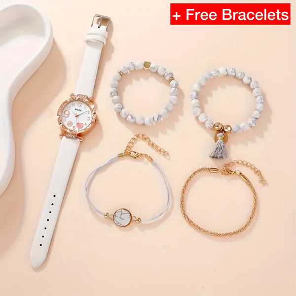 Elegant Ladies’ Watch & Bracelet Gift Set