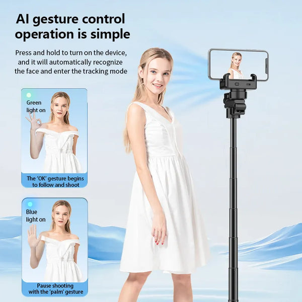 2025 C16 Intelligent Selfie Stick Expandable Phone Holder Detachable Wireless Remote Control Stabilizer for Facial Recognition
